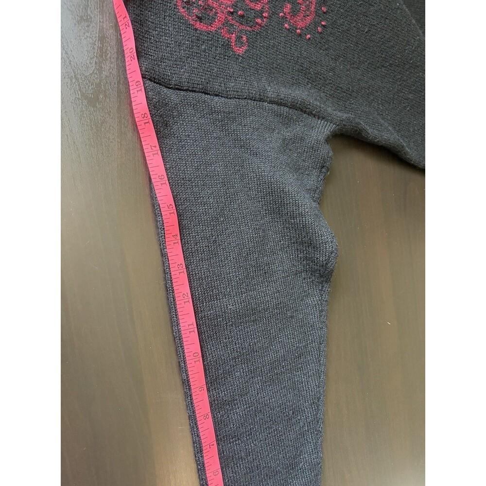 Vintage NOS Susan Bristol Wool Sweater 38 Hand Embroidered Folk 90s Black Red - Picture 7 of 12